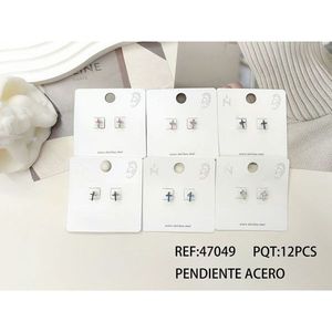 Orecchini a croce in acciaio inossidabile, set di gioielli religiosi alla moda, 12 pezzi, unisex - Product Image 1