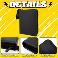 Porte-cartes Top Loader avec fermeture éclair en cuir PU noir, capacité 3x4 pouces, pour cartes de sport et de jeux TCG