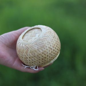 Bamboo Woven Storage Box Round Handmade Craft Gift For Tea Or Small Items - Product Image 3