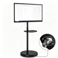 Chariot de moniteur portable YOMI avec roulettes et étagère, 17-50 pouces, rotation et inclinaison à 40°, hauteur réglable, noir, VESA 100x100