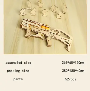 아마존 뜨거운 판매 슈팅 게임 Diy 나무 3d 퍼즐 조립 탁구 총 고무 밴드 총 촬영 장난감 나무 총