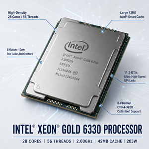 מלאי חדש מעבד שרת Xeon Gold <span class=keywords><strong>6330</strong></span> בעל 28 ליבות, 2.0GHz, 64 ביט, 14 ננומטר - Product Image 1
