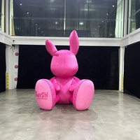Lapin gonflable publicitaire rose en peluche, décorations gonflables animales