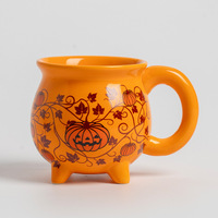 Tasse en céramique Caldeirons Citrouilles d'Halloween, Pot de Sorcière à 3 Pieds, Tasse à Café, Décoration Automne Récolte, Cadeau Vaisselle