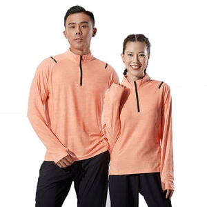 T-shirt de course à manches longues à séchage rapide avec demi-fermeture éclair réfléchissante pour hommes et femmes avec trou pour le pouce maillot <span class=keywords><strong>d</strong></span>'entraînement Gym Running Wear - Product Image 1