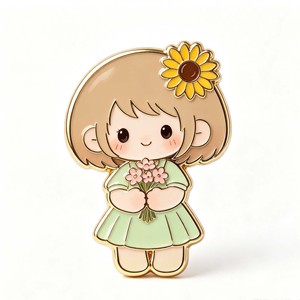 Pin Metálico de Chica de Dibujos Animados, Chapado en Oro, Esmalte Duro, Tema de Amor, Pin de Solapa Coleccionable para el Día de San Valentín - Product Image 2