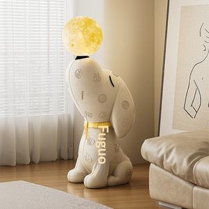 Lampe sur pied en résine motif <span class=keywords><strong>Beagle</strong></span> de haute qualité, avec caractères chinois et lune, pour salon, meuble TV, côté canapé, décoration intérieure - Product Image 2