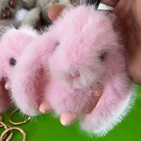 Porte-clés en peluche lapin kawaii de 10 cm avec pompon, jouet en peluche pour voiture, sac à main, sac à dos