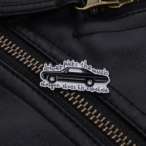 Pins de esmalte para coche <span class=keywords><strong>Supernatural</strong></span>, Broche 'El conductor elige la música' para mochilas, Pins de solapa con símbolo anti-posesión - Product Image 3