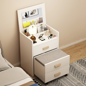 Nordic Simple Style <strong>White</strong> Small Dresser Mirrored Nightstand <strong>Bedside</strong> Table with Drawer for Bedroom Living Room