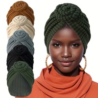 Turban côtelé à nœud donut pour femme, doux, extensible, pré-noué, style bohème ethnique, foulard, hijab musulman, bonnet, couvre-chef