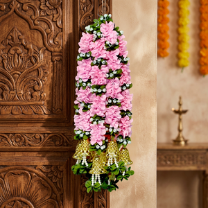 Guirnalda de Flores Artificiales con Campana Dorada y Soporte de Hilo Decorativo Modelo AFF-Garland-7.4 Precio Rs.780/10 piezas - Product Image 2