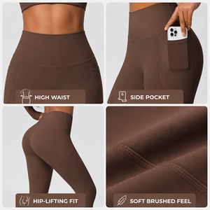 Leggings Deportivos para Mujer, Cintura Alta, Acabado Mate, Sensación de Segunda Piel, Bolsillo para Teléfono, Transpirables, Elásticos, para Gimnasio y Running - Product Image 3