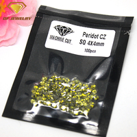 Pierre précieuse synthétique de forme carrée, zircone cubique jaune brillante