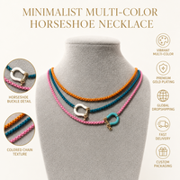 Collier ras-du-cou coloré en émail avec fermoir fer à cheval pour femme, plaqué or 18 carats, chaîne maille forçat, bijou de mode, cadeau