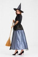 Hexen-Kostüm für Damen, TV- und Film-Inspiration, für Erwachsene, Halloween-Party, Cosplay und Fasching, Polyester, mit Hut und Kleid