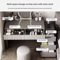 Coiffeuse multifonctionnelle de luxe léger pour chambre à coucher, avec miroir intégré, tiroirs, grande taille, éclairage LED et panneau compact