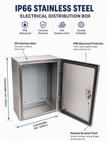 Boîtier de distribution en acier inoxydable poli, résistant aux intempéries, niveau de protection IP66, épaisseur 1,2 mm, gravé au laser, pour instruments électroniques