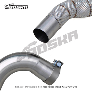 Downpipe Boska Racing SS304 pour Mercedes Benz <span class=keywords><strong>AMG</strong></span> GT <span class=keywords><strong>GTS</strong></span> 4.0T <span class=keywords><strong>V8</strong></span> 2014-2023, échappement de course à haut débit, tuyau turbo - Product Image 3