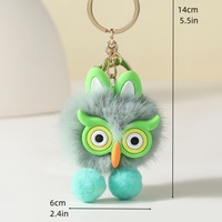Mignon Dessin Animé Imitation Fourrure Porte-clés Coloré En Peluche Animal Sac Décoration Pendentif Doux Alliage Bijoux Hibou Mode Pendentifs Charmes