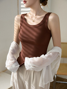 Camiseta Interior Deportiva para Mujer, Anti-Transpiración, de Algodón Fino de Alta Elasticidad, Lisa, Anti-Pilling, Informal, Corta - Product Image 3