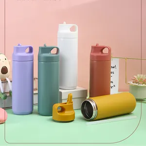 Japanese Style 304 Stainless Steel Thermal Drink Cup Insulated Water Bottle Thermos Vacuum Flask With Suction Nozzle Straw