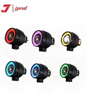Phare de moto JPAD J1S-1, lumière halo arc-en-ciel à 6 couleurs, 120W LED, faisceau haut blanc, faisceau bas jaune, IPX8