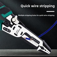 Ensemble d'outils d'électricien 10-en-1 en acier à haute teneur en carbone, multifonctionnel, comprenant des coupe-fils, des pinces à bec effilé, des cisailles et des outils de dénudage de fils