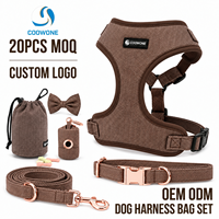 Harnais pour chien en sergé de luxe, petit modèle, personnalisable, pochette à friandises pour chien, ensemble collier et laisse assortis de qualité supérieure, collection