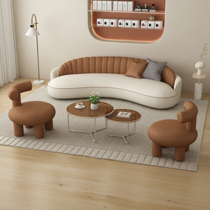 Divano Curvo Stile Crema per Reception di Saloni di Bellezza, Negozi di Abiti da Sposa, Piccoli Appartamenti, Forma Creativa Speciale per <span class=keywords><strong>Soggiorno</strong></span> - Product Image 1