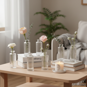 Jarrón de Cristal Transparente Moderno al por Mayor con Rayas Verticales para Flores Diseño Ins Art Déco para Decoración del Hogar y Bodas - Product Image 5