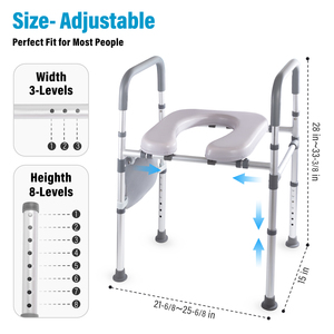 Silla de baño <span class=keywords><strong>para</strong></span> ancianos Pengxing, asiento de inodoro elevado, inodoro elevado de aluminio con mango de paleta - Product Image 4