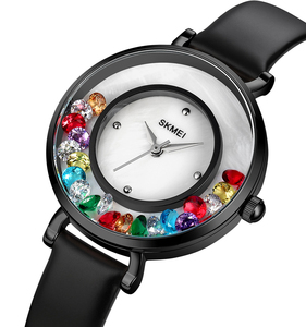 SKMEI 2041 Luxury Quartz Movement Fashion Women <b>Watch</b> Leather Strap Waterproof Wristwatch for Ladies <b>Girls</b> <b>Watches</b> - Product Image 3