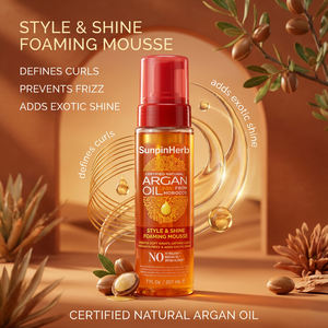 Mousse coiffante Style and Shine avec huile d'argan, texture fine et légère, non collante, tenue douce, anti-frisottis - Product Image 5