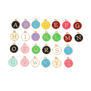 Round Double Sided Dripping <b>Charms</b> With English Letters And Numbers 0 9 For DIY Jewelry <b>Bracelets</b> Necklaces Pendants - Product Image 5