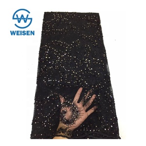 Bán Buôn Đầy Màu Sắc Đám Cưới Thêu Đính Cườm Tulle Ngọc Trai Bán Buôn Hạt Ren Vải - Product Image 6