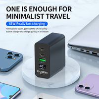 Chargeur mural USB QC+PC 65W portable PD 3.0 à charge rapide 3-en-1 sans fil, prise US Type-C pour téléphones portables, tablettes, voyages, numérique