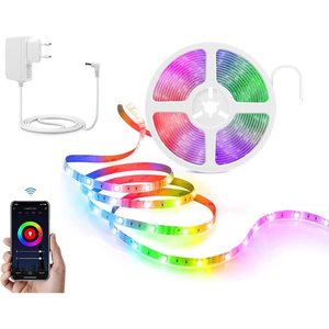 Bande LED intelligente Wi-Fi RGB Homcloud 5M, blanc chaud, contrôle par application, 12V, PCB blanc 4mm, installation facile - Product Image 1