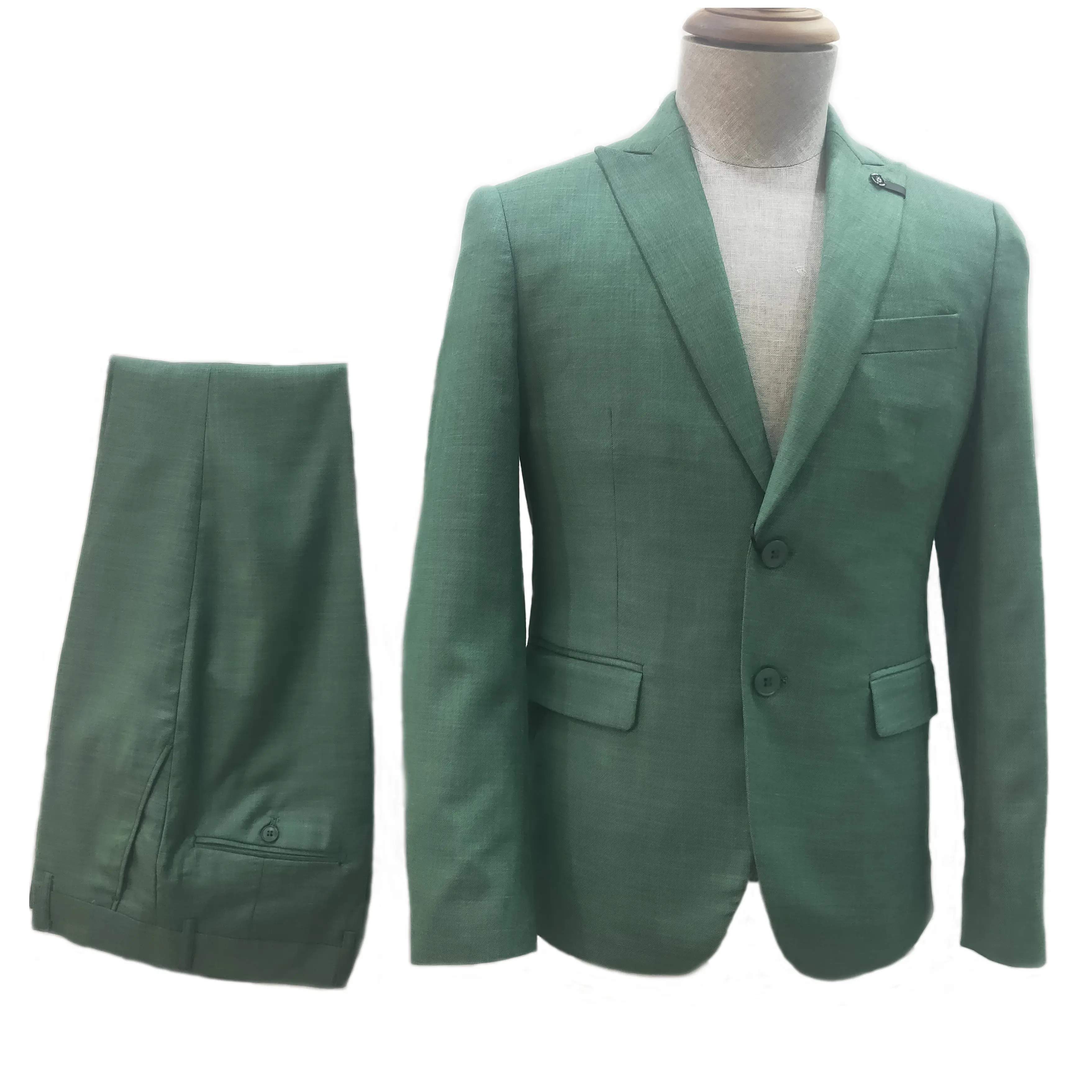 China factory men's korean style suit jacket korean style single-breasted green suit
