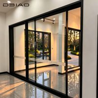Puerta Corredera Moderna de Fibra de Vidrio Ultra Delgada con Marco Estrecho y Resistente, 24 mm de Grosor Visible para una Vista Panorámica, Uso en Exteriores y Centros Comerciales