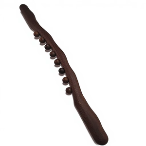 Customized ODM Guasha <b>Massage</b> Stick Roller Wood Gua Sha <b>Tool</b> for All of Your Body Neck Back SPA Massager with 8 Beads - Product Image 1
