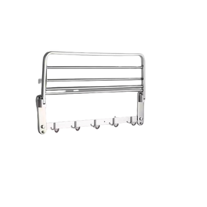 Porte-serviettes de salle de bain mural en acier inoxydable 304 avec crochets - Product Image 5