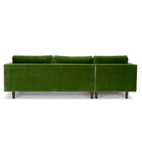Canapé d'angle sectionnel moderne capitonné avec pieds en bois, 4 places, avec chaise longue à gauche, idéal pour entrepôts, villas et salons