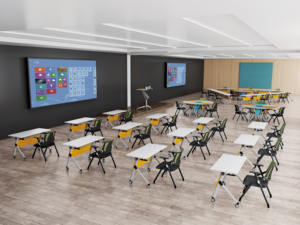 Muebles de Oficina al por Mayor, Juego de Mesa y Sillas Plegables Personalizables, Mesa Plegable con Ruedas para Reuniones y Capacitación - Product Image 5