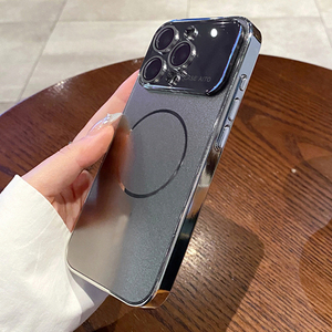 Sang Trọng Mạ <span class=keywords><strong>Silicone</strong></span> Đầy Đủ Ống Kính Bảo Vệ Từ Điện Thoại Di Động Trường Hợp Đối Với iPhone 16 Pro Max 17 15 14 13 Matte Cover Quay Lại Vỏ - Product Image 1