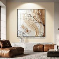 Peintures et décorations murales, impression numérique haute brillance, film cristal, art mural abstrait, texture 3D, éclairage, hall d'hôtel, vente en gros, encadré