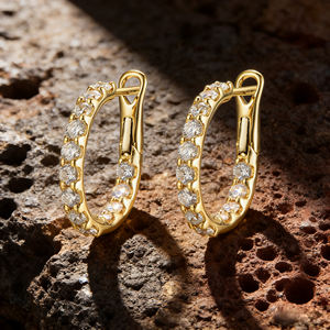 Boucles d'oreilles de luxe en or 14 carats plaqué or avec diamants de laboratoire cultivés pour hommes et femmes, pour mariage, fête, qualité VVS-VS - Product Image 2