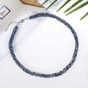 Collier en cristal de verre violet de 18 pouces avec 4 rangées de perles facettées, collier en cristal torsadé de 3 mm - Product Image 2