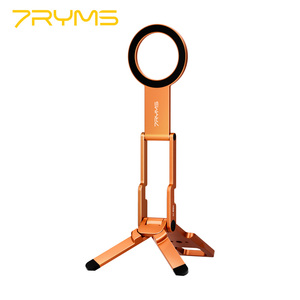 7RYMS 7RIG T1 (Orange)Waterproof Flexible Aluminum Magnetic Foldable Carabiner <b>Phone</b> <b>Stand</b> for Smartphone Bed & Desk Use - Product Image 1