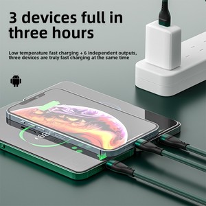 100W Bạch Kim Ba-trong-một 6A Nhanh Chóng Sạc Cáp Dữ Liệu Bện Tai Nghe TPE Tương Thích Cho <span class=keywords><strong>Android</strong></span> Lưới Đánh Cá Dệt Phong Cách Hộp - Product Image 2